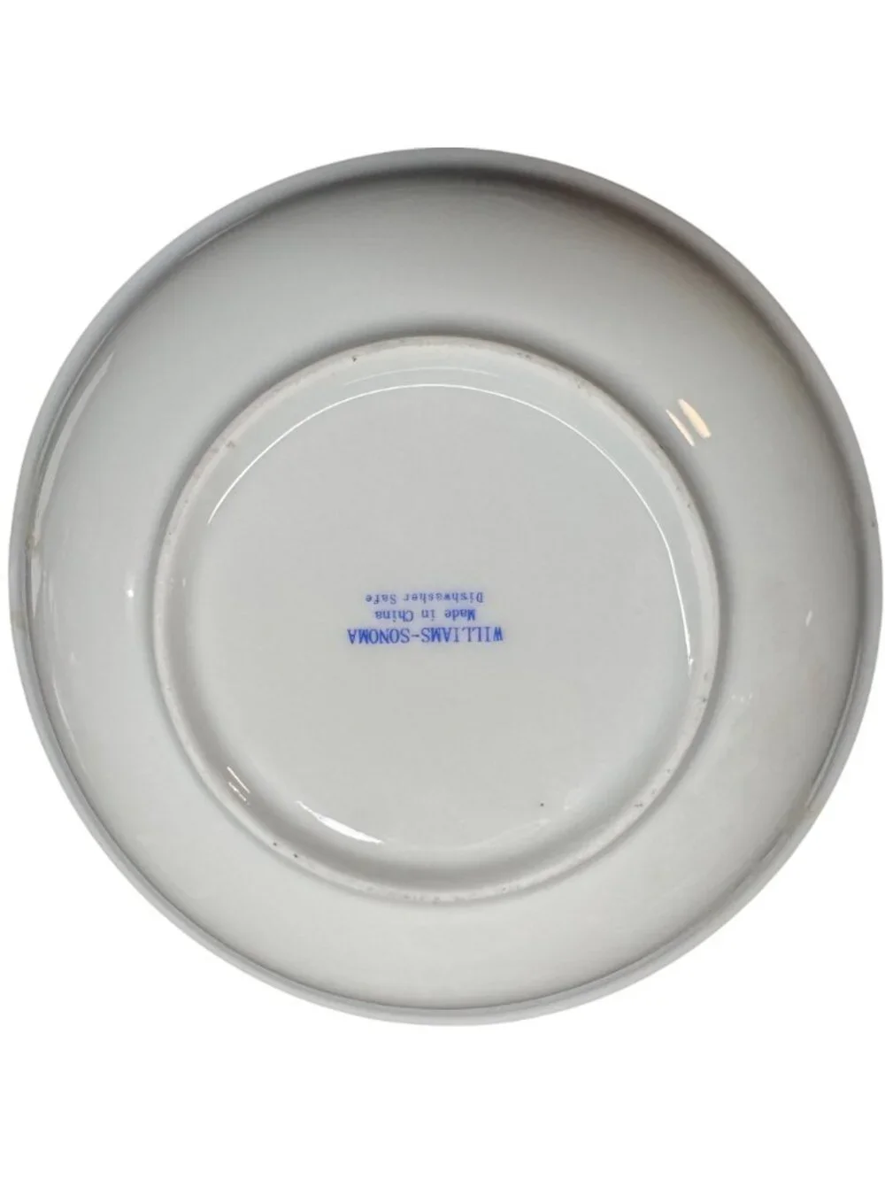 Williams-Sonoma White Porcelain Sauce Bowl Cobalt Blue Diamond Border 5.75 inch